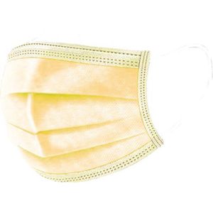 3- Laags mondmasker 50 stuks - geel - met elastiek - wegwerp - CE gecertificeerd