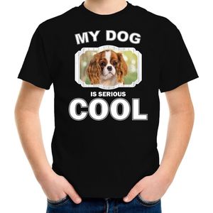 Charles spaniel honden t-shirt my dog is serious cool zwart - kinderen - Cavalier king charles-spaniels liefhebber cadeau shirt - kinderkleding / kleding 122/128