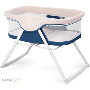 FURNIBELLA - 2 in 1 lichtgewicht reiswieg en draagbare wieg voor pasgeboren baby, afneembaar en wasbaar matras, ademende Maaszijde met ritssluiting, Oxford draagtas inbegrepen (Beige)