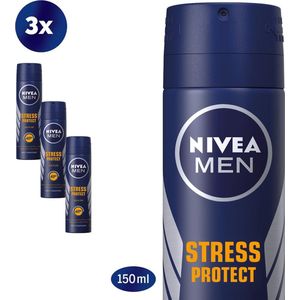 NIVEA MEN Stress Protect Deodorant Spray - 3 x 150 ml - Voordeelverpakking
