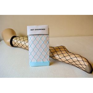 Overknees - Net kousen - Aqua Blauw - Aqua Blue - Fishnet Overknees - Carnaval - Feest Artikel