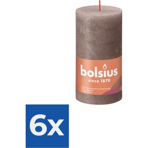 Bolsius Stompkaars Rustic Taupe Ø68 mm - Hoogte 13 cm - Taupe - 60 Branduren - Voordeelverpakking 6 stuks