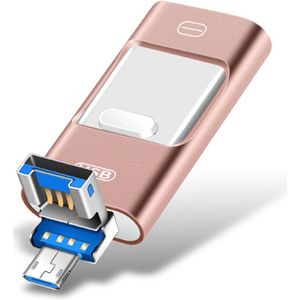 128GB 4-in-1 USB Stick – USB-C / Micro-USB / USB-A – Hoge Snelheid Gegevensoverdracht – Compatibel met iOS, Android & PC