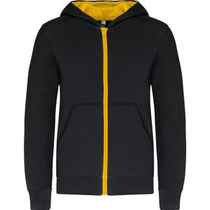 Kariban Kindersweater met rits en capuchon K486 - Black / Yellow - 12/14 Y (12/14 ans)