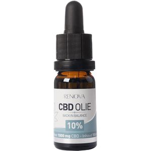 Renova CBD olie 10% 10ml - 1000mg CBD - 225 druppels - cannabidiol - cbd oil - wietolie - hennepolie - cannabis olie - 0,0% THC olie
