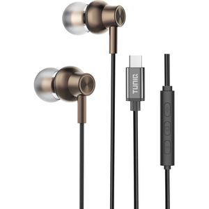 TUNIQ Bronze Bedrade Oortjes USB-C – Aluminium Oordopjes met Microfoon - Krachtige Bas, Helder Geluid en Comfortabele Pasvorm - Geschikt voor Samsung, iPhone 16 en hoger, Xiaomi, OnePlus en meer