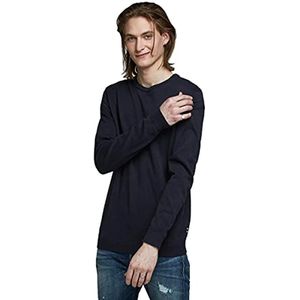 Heren Pullover Trui - Comfortabele Katoen Knit Crew Neck - Blauw (Navy Blazer) - XL