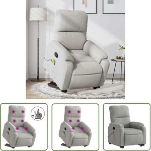 The Living Store Sta-op-massagestoel verstelbaar microvezelstof lichtgrijs - Verstelbare Stoel - Massagerstoel - Sta-op Stoel - Ergonomische Stoel - Lounge Stoel