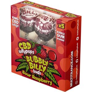 3 x Bubbly Billy Buds CBD Lollies Sour Raspberry (box of 5 lollies)