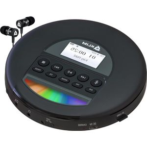 2024 draagbare cd-speler met bluetooth en hoofdtelefoon - lange levensduur batterij - zwart