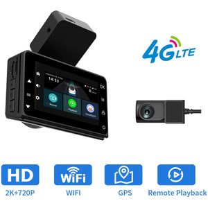 2K-auto-dashcam met 4G GPS en Wi-Fi DVR voor bewaking op afstand
