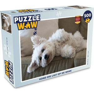Puzzel Hond die ligt op de bank - Legpuzzel - Puzzel 500 stukjes