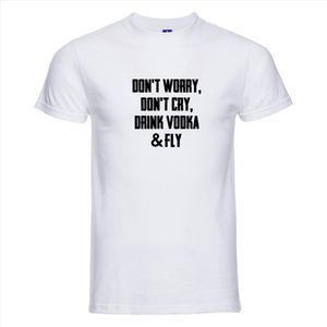 DON´T WORRY DON´T CRY T-shirt - 100% Katoen - Maat 2XL - Classic Fit - Wit