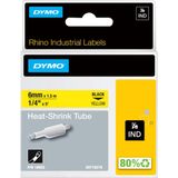 DYMO Rhino industriële Heat-Shrink Tube-labels | 6 mm x 1,5 m | zwarte afdruk op geel | voor Rhino labelprinters