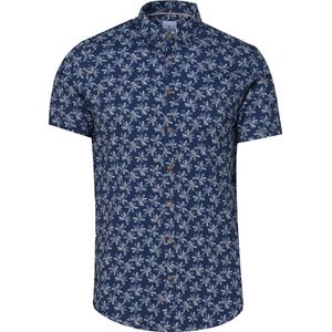 Blue Industry - Short Sleeve Overhemd Bloemen Navy - Heren - Maat 42 - Slim-fit