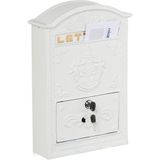 Relaxdays - Antieke Wandbrievenbus - Wit-Goud - A4 - Met Slot en 2 Sleutels