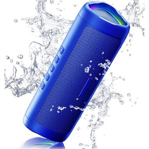 Bluetooth speaker blauw-IPX5 waterdicht-extra bas-2 full-range sprekers-2 onafhankelijke membranen-TWS-AUX-RGB-verlichting-Tot 20 uur muziek-Blauw