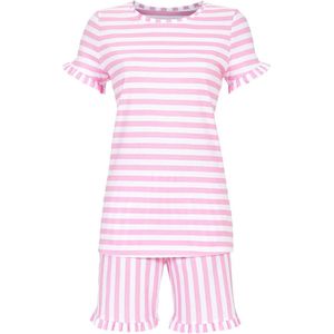 Katoenen shortama roze strepen - Roze - Maat - 44