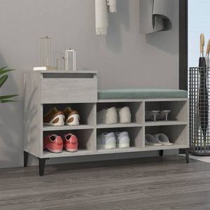 The Living Store Schoenenkast - Betongrijs - 102 x 36 x 60 cm - Duurzaam hout - Metalen poten - Voldoende opbergruimte - Flexibele installatie