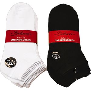 Belucci Katoenen Heren Sneakersokken 8 Paar Black & White Maat 39/42