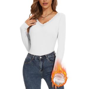 Thermo-shirt lange mouwen dames V-hals functioneel shirt winter