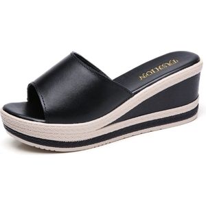 Dikke onderkant Verhoogde casual wilde sandalen Pantoffels voor dames (kleur: zwart Maat: 38)
