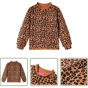 vidaXL Meisjestrui - Kindertrui - Kindertrui 104 lichtcognackleurig - Jongenstrui - Lichtcognac - Luipaard Print