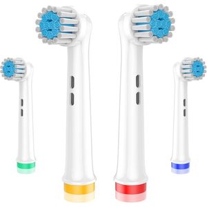 SWGOTAVervangende Tandenborstelkoppen Compatibel met Oral-B Elektrische Tandenborstels, 4 Stuks, Extra Zachte Borstels voor Gevoelige Tandenplak, Ronde Kop Passend voor Braun Grepen 3756 3757 3765 3744 3709 3762 4739