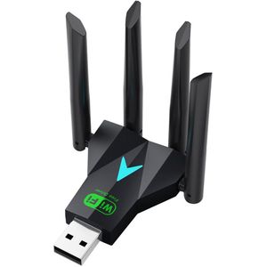 USB WiFi Adapter - Zwart - 1300Mbps Dongle - 4 Antennes - USB 3.0