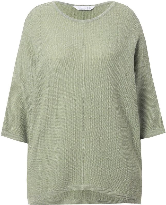 MIAMODA MIAMODA - Dames - Trui oversized glitterbreisel vleermuismouwen - Mintgroen - Maat 42+