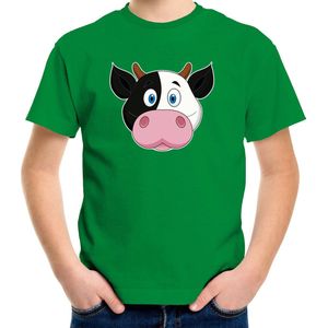 Cartoon koe t-shirt groen voor jongens en meisjes - Kinderkleding / dieren t-shirts kinderen 122/128