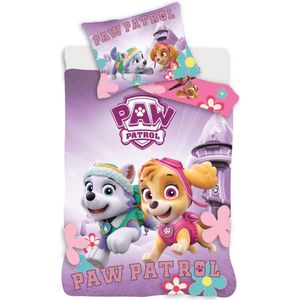 Paw Patrol - Peuterdekbedovertrek - Lichtroze - 100 x 135 cm - Katoen