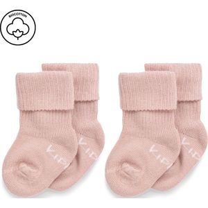 KipKep Blijf-Sokjes - prematuur newborn - Mauve - 2 paar - baby sokjes die niet afzakken - biologisch katoen - roze - 0 maanden