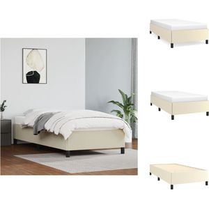 vidaXL Bedframe - Crème - Kunstleer - Multiplex - 193 x 93 x 35 cm - Geschikt voor 90 x 190 cm matras - Bed