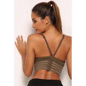 Ultimate Fit - Sport BH met opengewerkte elastieken band in olijf groen