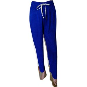 Dames - Zomer broek - Broek - Yoga Broek - Strand broek - Dames - Wide Leg - Plissé - Comfort - Elastische Band - Kleur Blauw - Maat 40-42