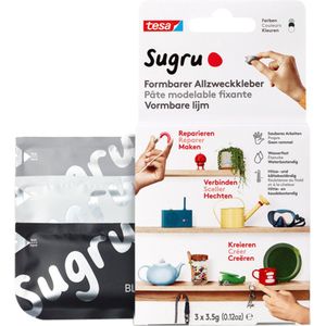 Tesa - Kneedbare lijm Sugru 41231 3 pak zwart wit grijs