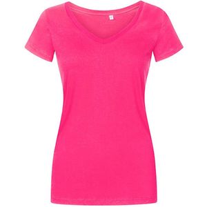Women´s V-hals T-shirt met korte mouwen Bright Rose - XL