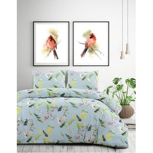 Papillon Burung grijs - Dekbedovertrek - Tweepersoons - 200X200/220cm + 2 kussenslopen 60X70 cm