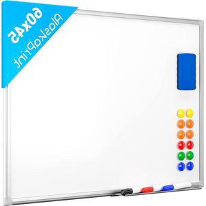 Whiteboard magnetisch magneetbord - beschrijfbaar prikbord - inclusief pennen, magneten en spons - 60 cm x 45 cm Whiteboard Magnet