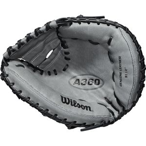Wilson - MLB - Honkbal - A360 - Honkbal Catcherhandschoen - Jeugd - Zwart/Grijs - 31,5 inch