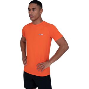 TCA Stamina Lichtgewicht Gym Top, Dry Fit Running Top voor Heren - Gym Tops voor Mannen, Gym T-shirts Mannen, Rood Oranje, S