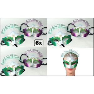 6x Venetiaans luxe masker Greek assortie - Oog masker - Thema feest festival carnaval oogmasker fun