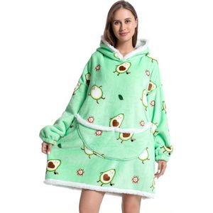 Livano Hoodie Deken Met Mouwen - Plaid - Knuffeldeken - Onesie - Fleece Blanket - Dames - Heren - Kinderen - Extra Zacht & Warm - Avocado
