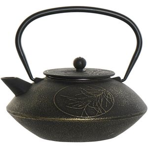 Items Kitchen Theepot Oriental - gietijzer - 850 ml - antiek zwart en goud