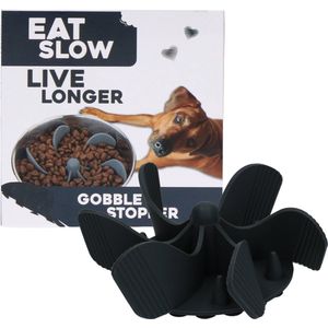 Eat Slow Live Longer Gobble Stopper - Anti schrok - Voerpuzzel - Slow Feeder - Voor Honden en Katten - 11 cm - Grijs