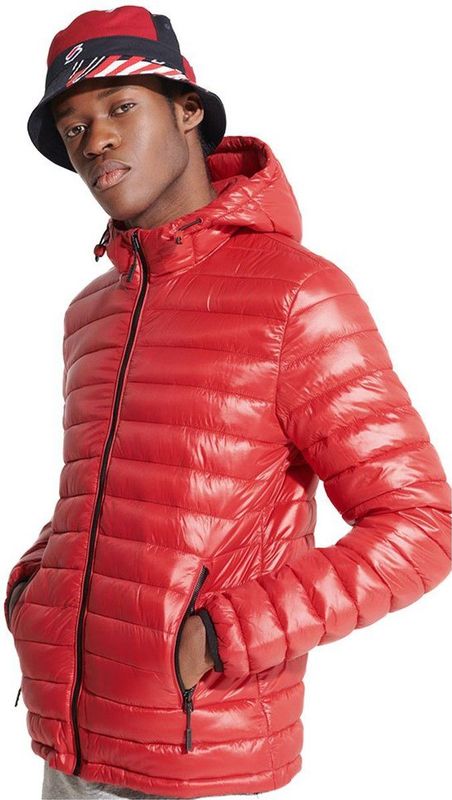 Superdry - Fuji Shine - Donsjack - Zwart - Met Ritssluiting en Twee Ritszakken