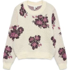 Vero Moda - Vmpoilu Flower Ls O-neck Pullover - Gebreide Trui - Birch/w.flower