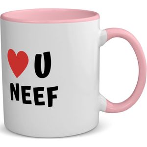 Akyol - love u neef koffiemok - theemok - roze - Neef - de liefste neef - verjaardag - cadeautje voor neef - neef artikelen - kado - geschenk - 350 ML inhoud