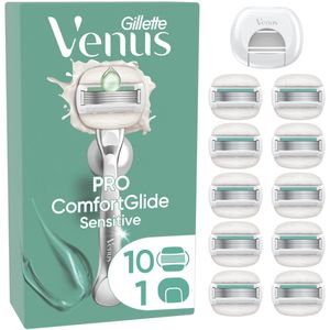 Gillette Venus Pro ComfortGlide Sensitive Scheermes - 10 Stuks + Scheermes etui